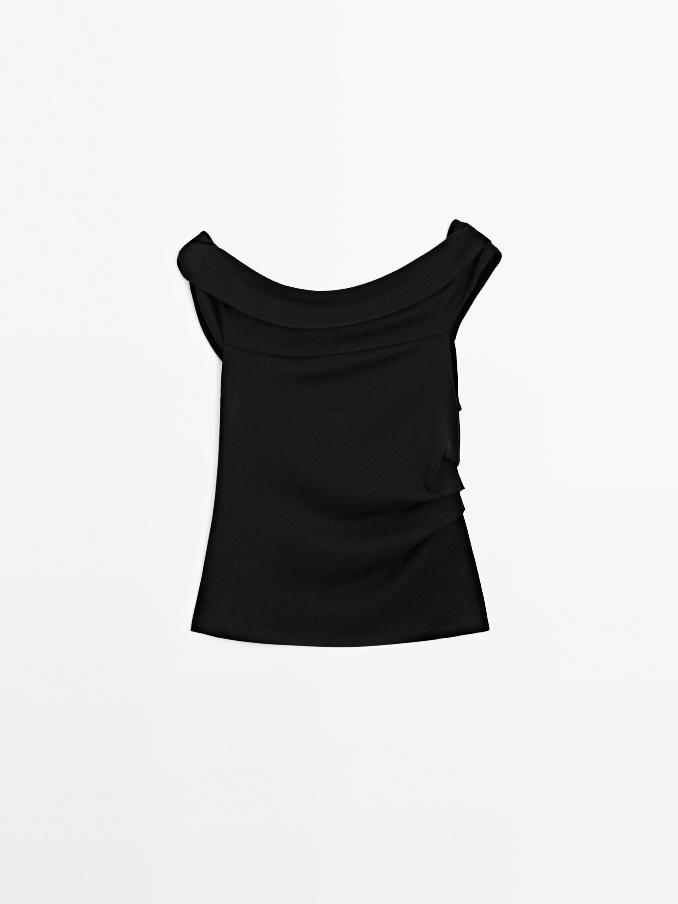 Draped strapless top